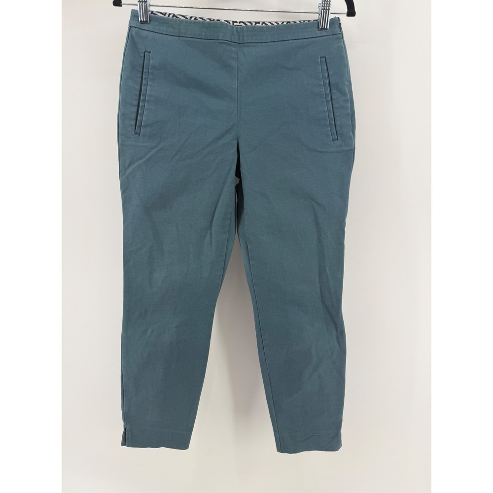 Boden‎ Richmond 7/8 Pants Womens 4P Teal Blue Green Side Zip Cropped Trousers - Picture 3 of 7